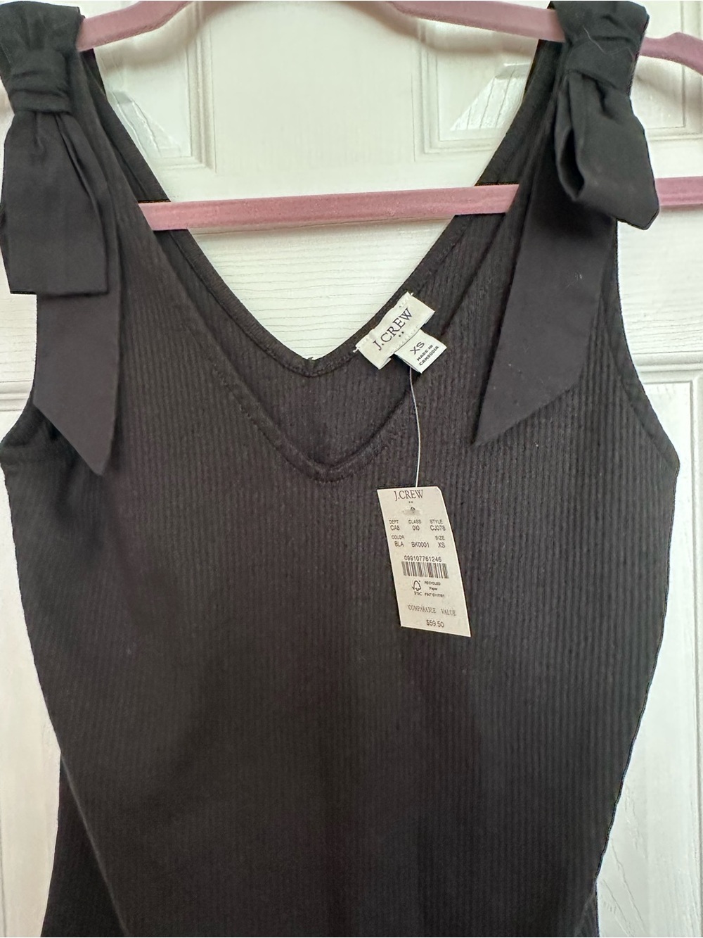 J.Crew Bow-Shoulder Ribbed V-Neck Tank Top - Picture 5 of 7